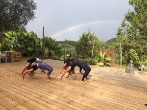 yoga pose brug bridge prashanti retreats ibiza